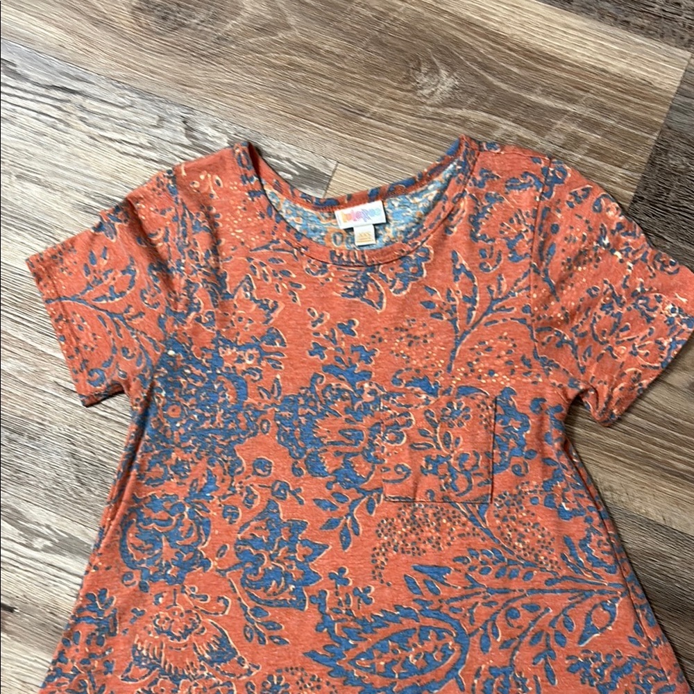 LuLaRoe Pink and Blue A-Line Casual Dress - Picture 3 of 4